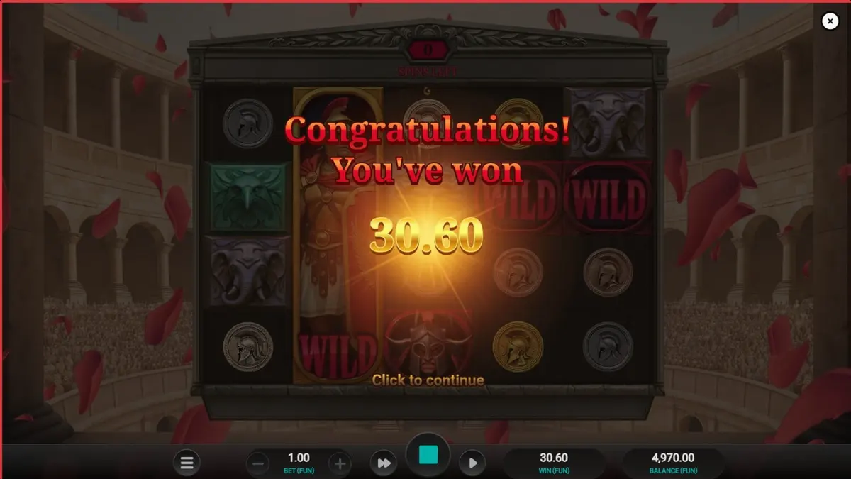 Tampilan visual slot Arena of Fortune dengan latar belakang Colosseum yang megah