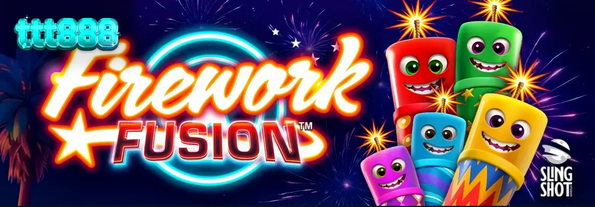 Tampilan visual slot Firework Fusion dengan tema karnaval pantai dan kembang api